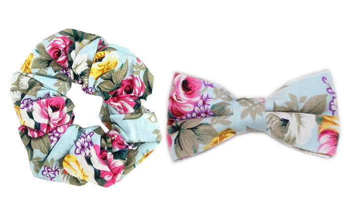 Bow and Scrunchie Set: Youthful Bloom
